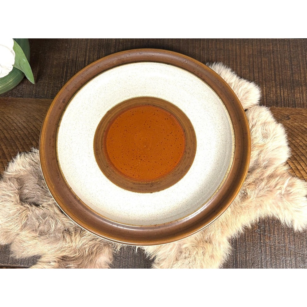 Denby Langley Potters Wheel Rust Red 1970s round chop plate speckled Stoneware